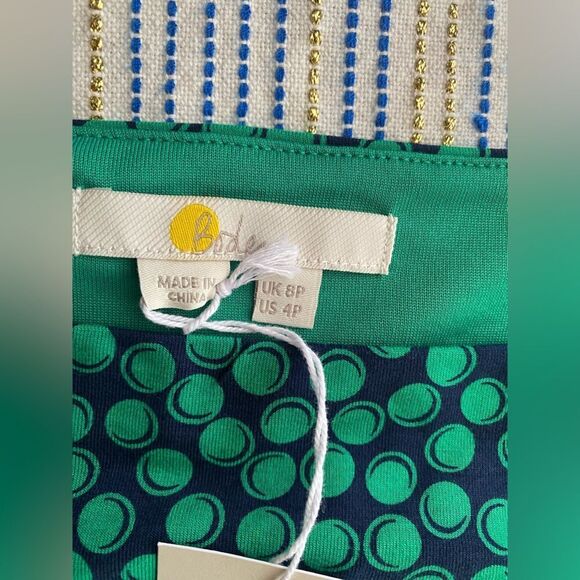 Boden Nellie 3/4 Sleeve Jersey Dress Size 4p Green Navy NWT - Picture 9 of 13